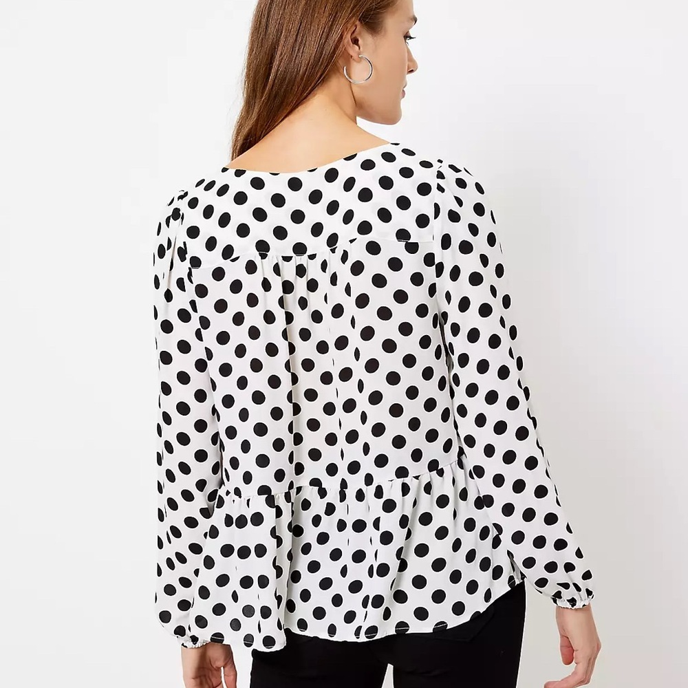 Polka Dot Peplum Blouse - Picture 2 of 4